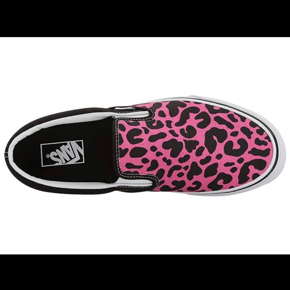 Vans | Hot Pink & Black Leopard Canvas Slip On Sneakers | Sz 9